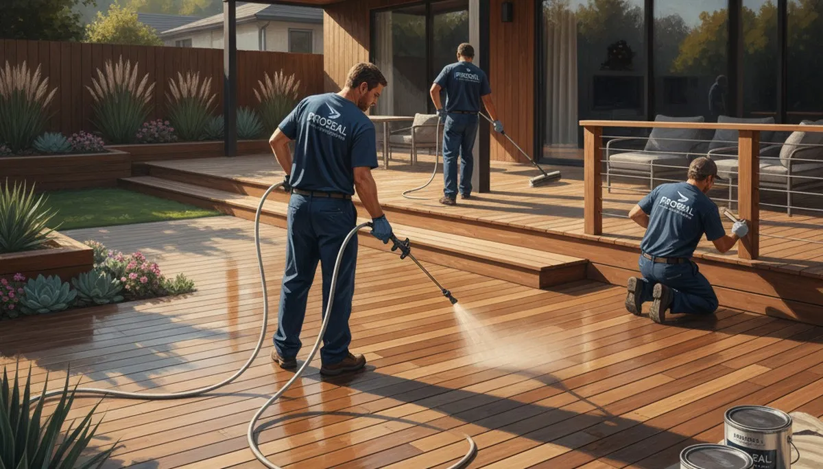 Professional deck sealing service in Louisville, KY to protect wood from moisture and UV damage
