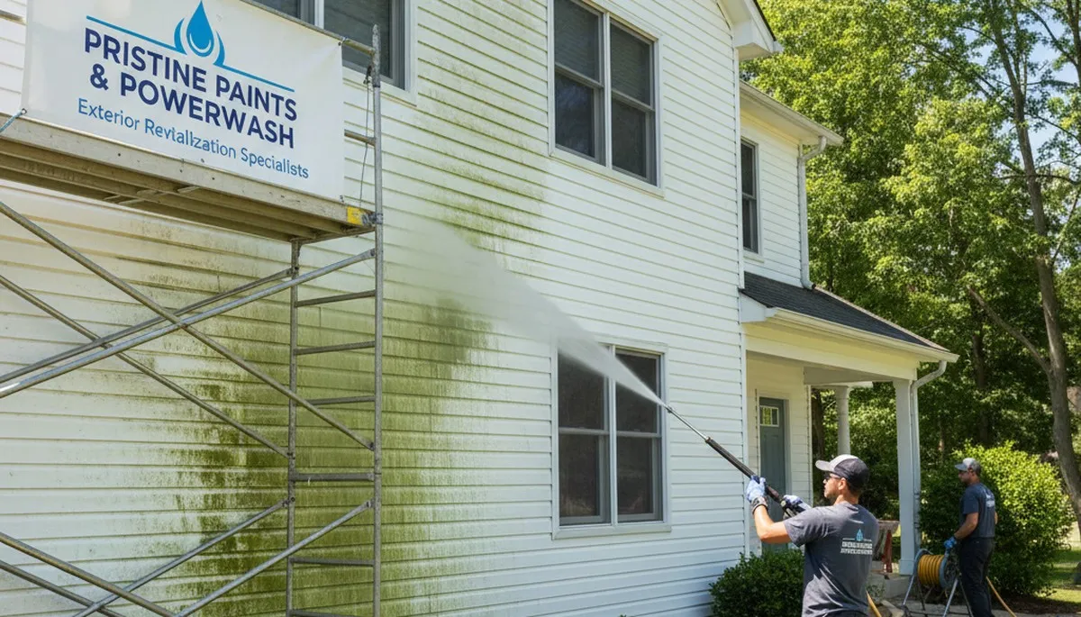 Vinyl siding pressure cleaning in Louisville, KY by Louisville Paint Pros removing mold and grime