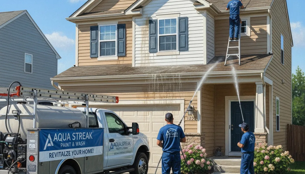 Vinyl siding pressure cleaning in Louisville, KY by Louisville Paint Pros to remove mold and grime